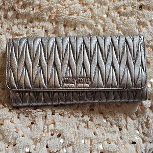 Miu Miu Silver Quilted Wallet